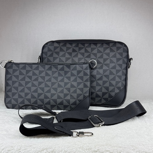 Black Geometric Patterned Bag Set - Picture 3 of 7